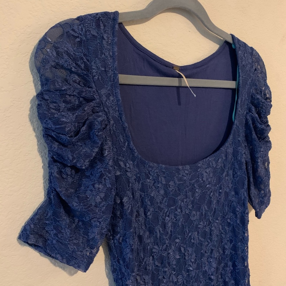 Blue Free People Lacey Bodycon Dress